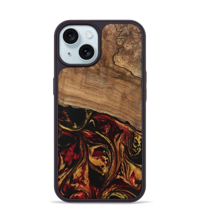 iPhone 15 Wood Phone Case - Genesis (Red, 746398)