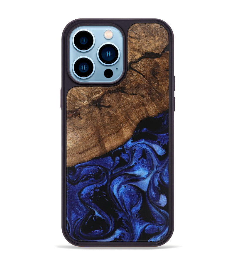 iPhone 14 Pro Max Wood Phone Case - Dariana (Blue, 746399)