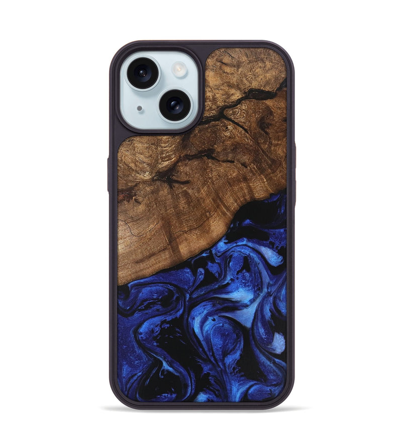 iPhone 15 Wood Phone Case - Dariana (Blue, 746399)