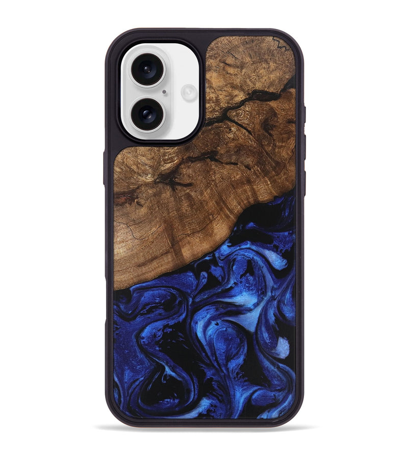 iPhone 16 Plus Wood Phone Case - Dariana (Blue, 746399)