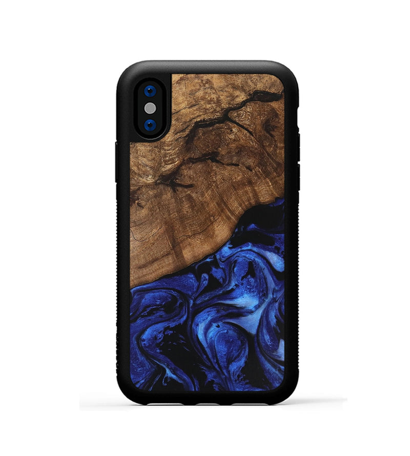 iPhone Xs Wood Phone Case - Dariana (Blue, 746399)