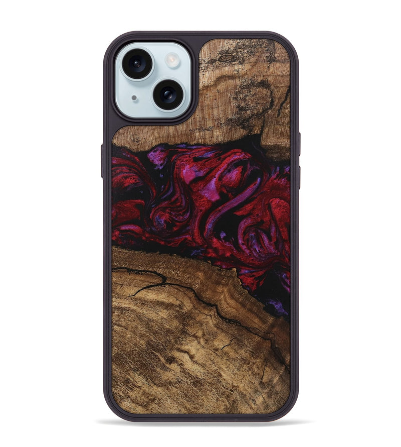 iPhone 15 Plus Wood Phone Case - Fiona (Red, 746405)