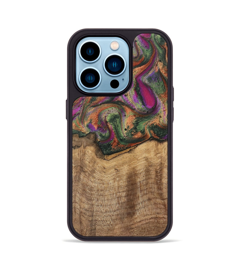 iPhone 14 Pro Wood Phone Case - Alene (Green, 746407)