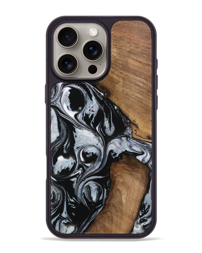 iPhone 16 Pro Max Wood Phone Case - Carrol (Black & White, 746413)