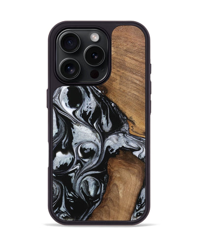 iPhone 16 Pro Wood Phone Case - Carrol (Black & White, 746413)