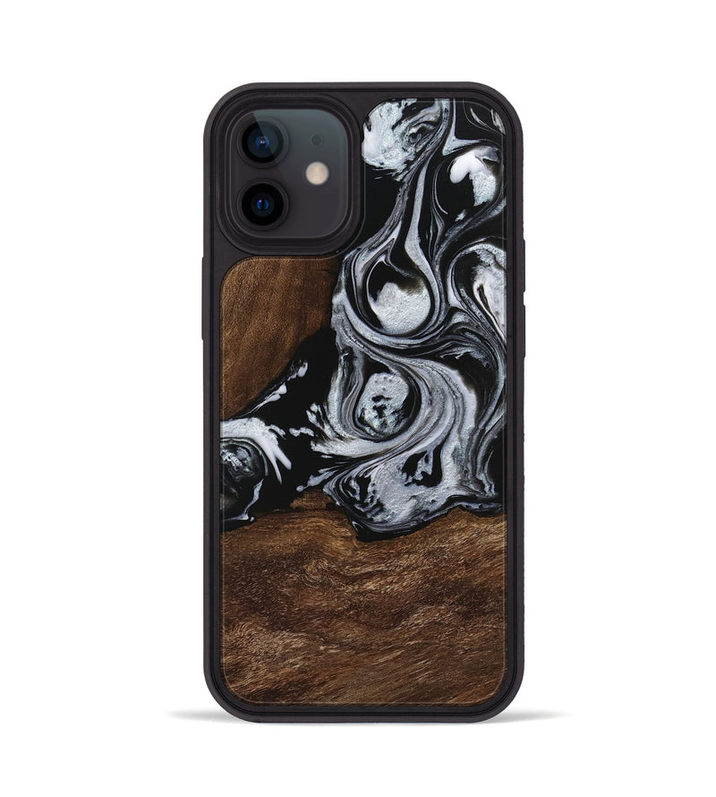 iPhone 12 Wood Phone Case - Scot (Black & White, 746418)