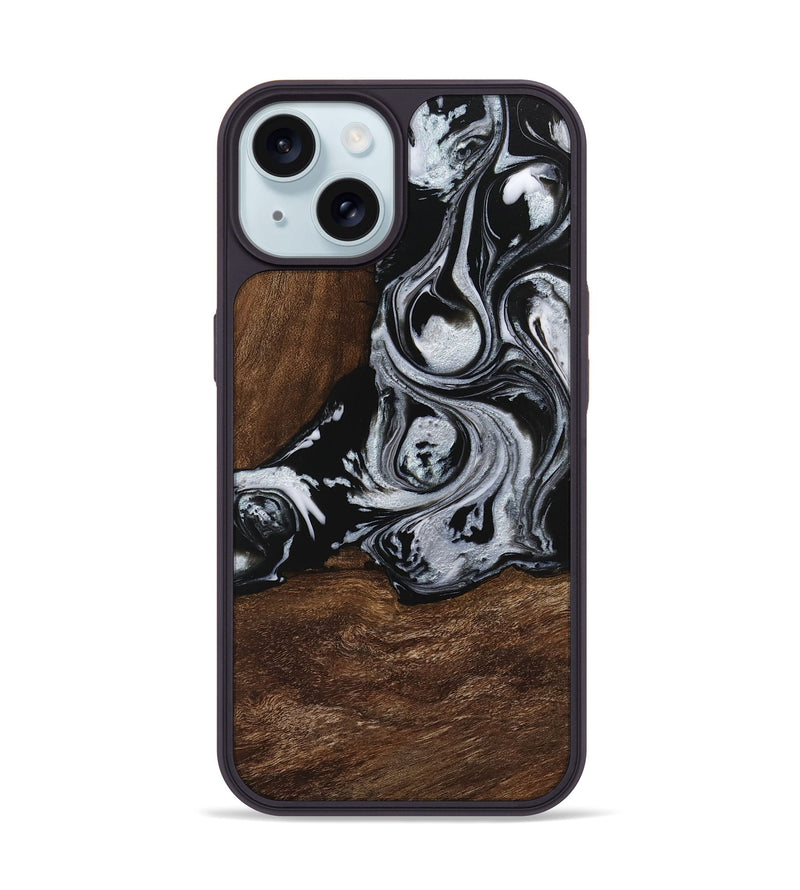 iPhone 15 Wood Phone Case - Scot (Black & White, 746418)