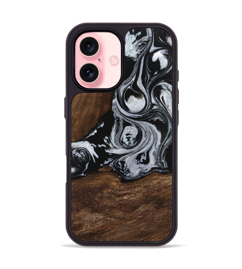 iPhone 16 Wood Phone Case - Scot (Black & White, 746418)