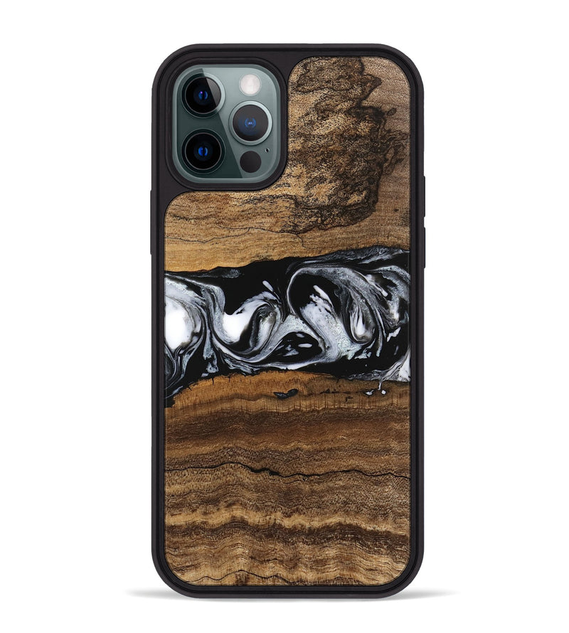 iPhone 12 Pro Max Wood Phone Case - Zavier (Black & White, 746419)