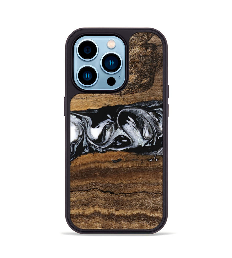 iPhone 14 Pro Wood Phone Case - Zavier (Black & White, 746419)