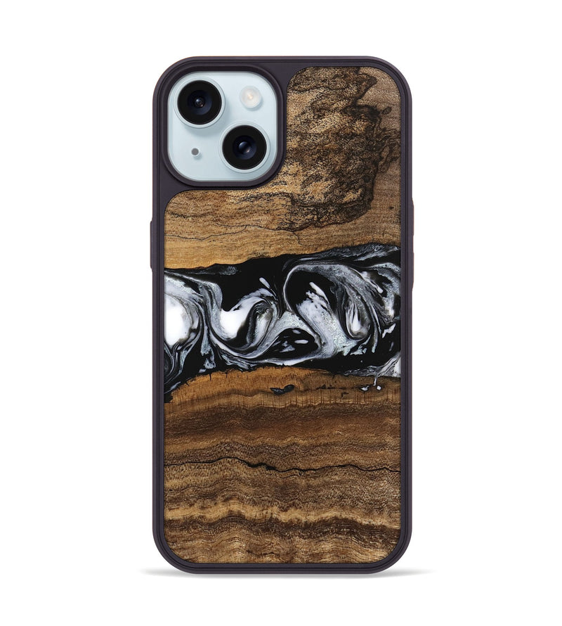 iPhone 15 Wood Phone Case - Zavier (Black & White, 746419)