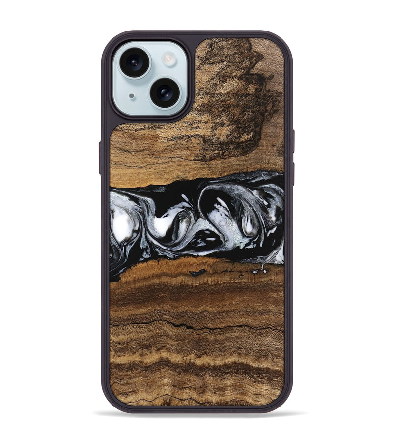 iPhone 15 Plus Wood Phone Case - Zavier (Black & White, 746419)