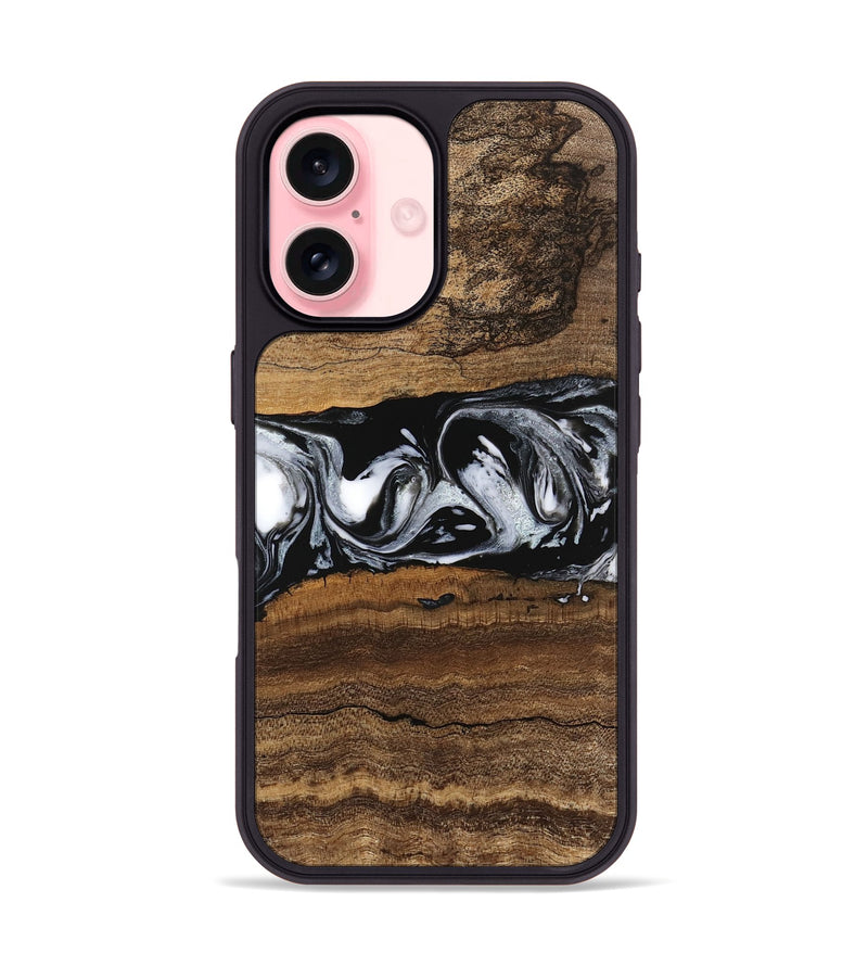 iPhone 16 Wood Phone Case - Zavier (Black & White, 746419)