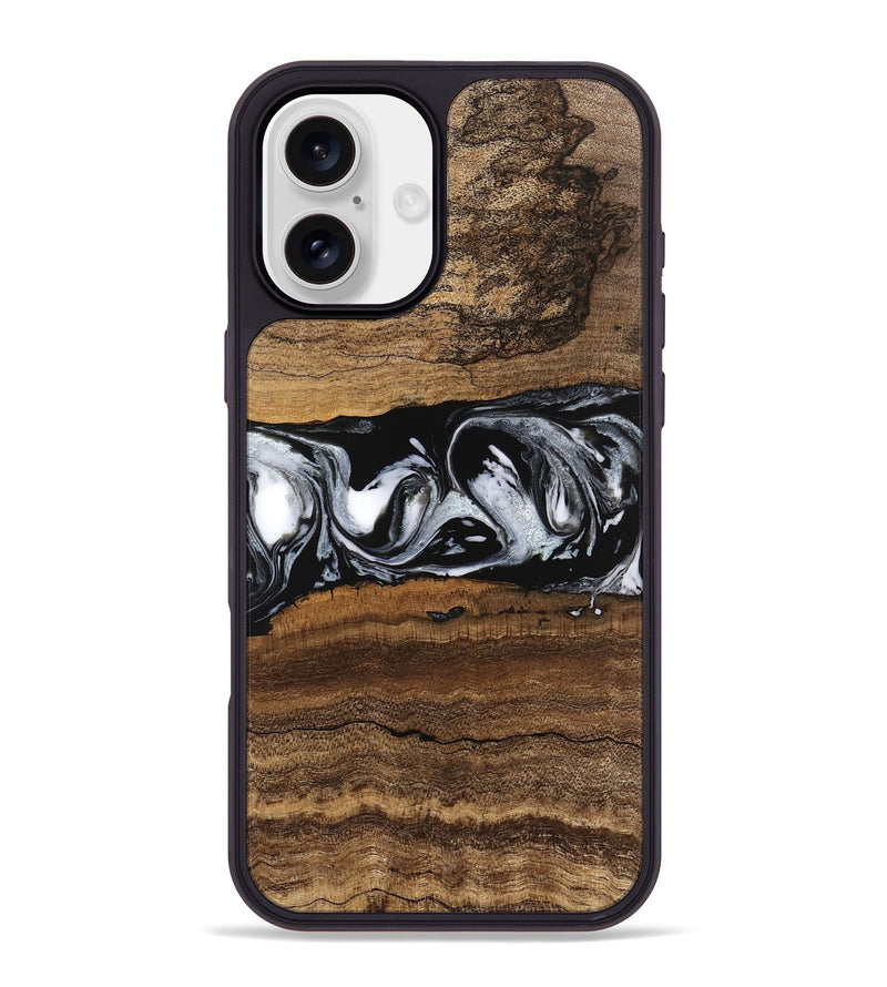 iPhone 16 Plus Wood Phone Case - Zavier (Black & White, 746419)