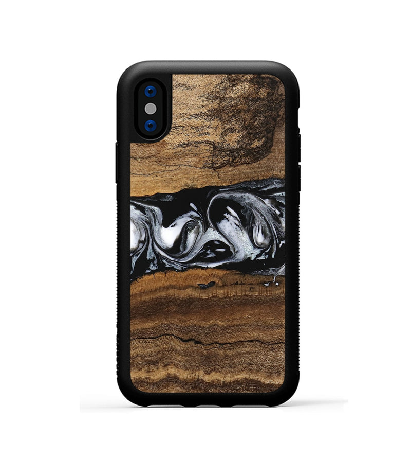 iPhone Xs Wood Phone Case - Zavier (Black & White, 746419)