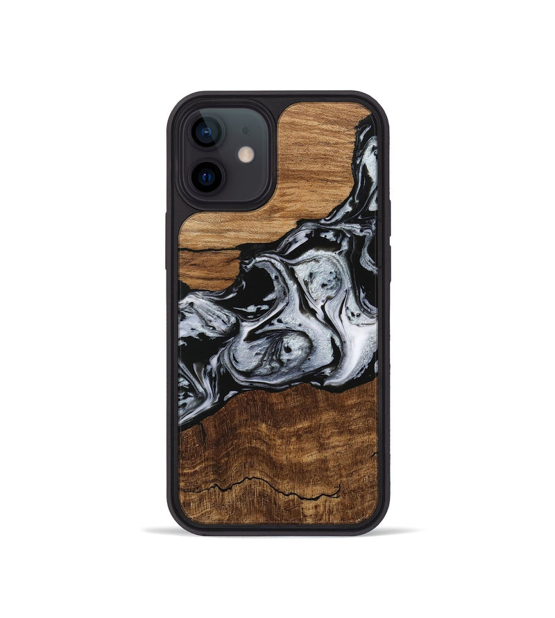 iPhone 12 mini Wood Phone Case - Kobe (Black & White, 746420)