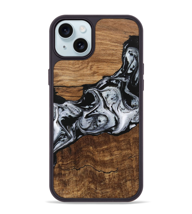 iPhone 15 Plus Wood Phone Case - Kobe (Black & White, 746420)