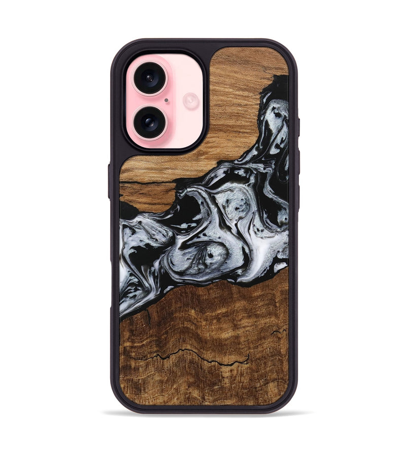 iPhone 16 Wood Phone Case - Kobe (Black & White, 746420)