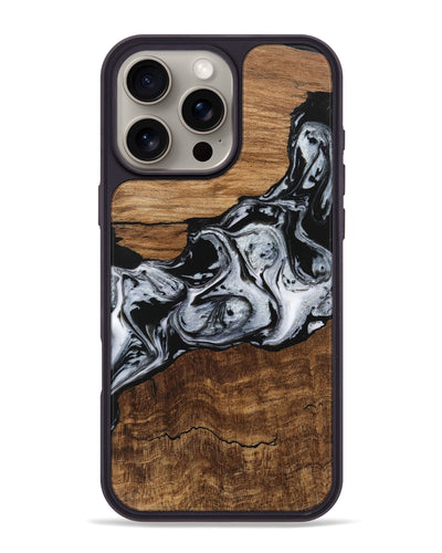 iPhone 16 Pro Max Wood Phone Case - Kobe (Black & White, 746420)