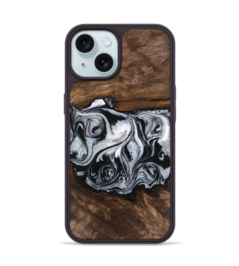 iPhone 15 Wood Phone Case - Brennen (Black & White, 746423)