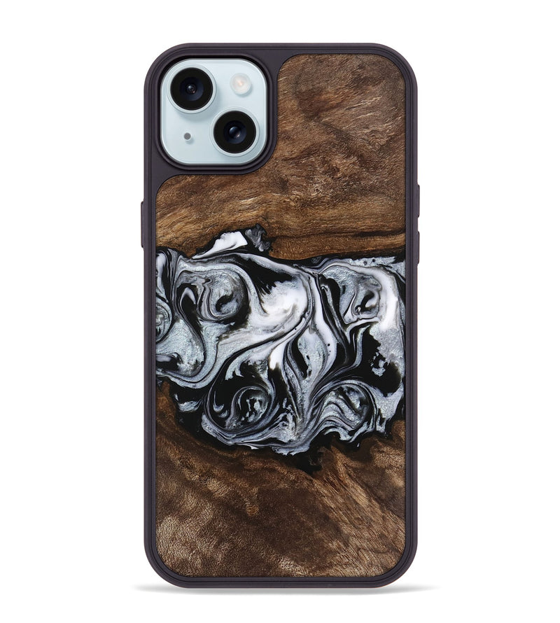 iPhone 15 Plus Wood Phone Case - Brennen (Black & White, 746423)