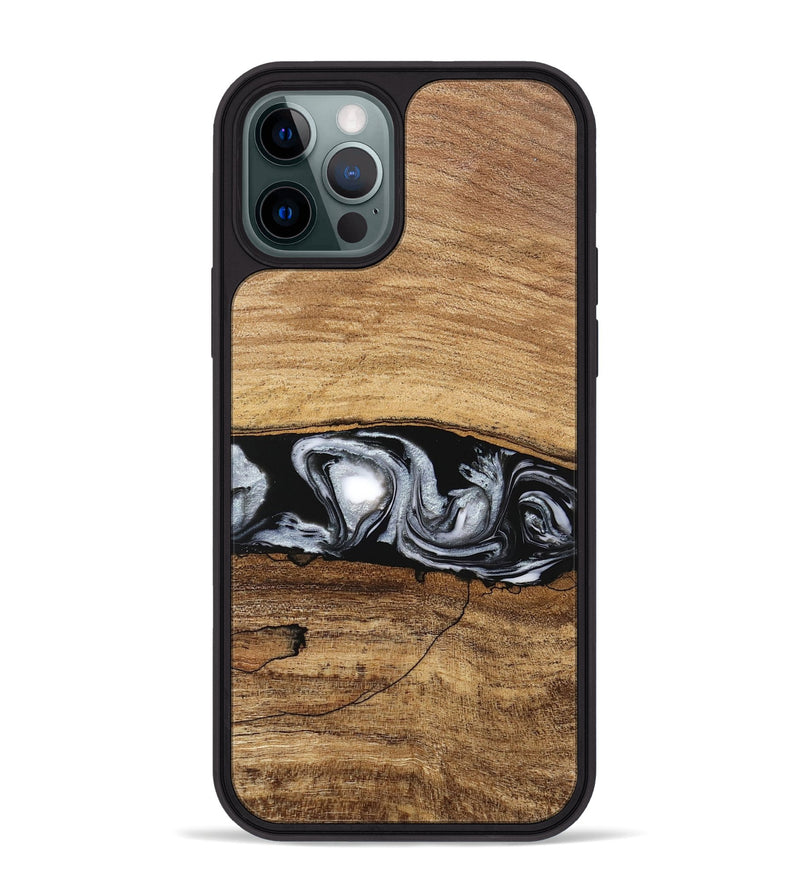 iPhone 12 Pro Max Wood Phone Case - Brooks (Black & White, 746424)