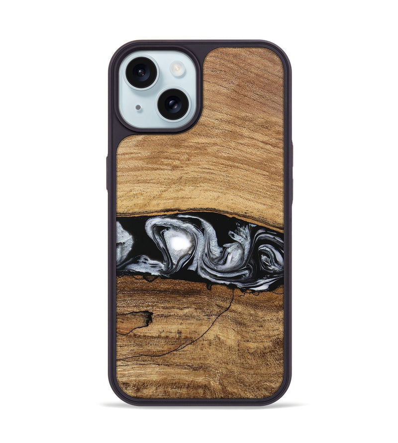 iPhone 15 Wood Phone Case - Brooks (Black & White, 746424)