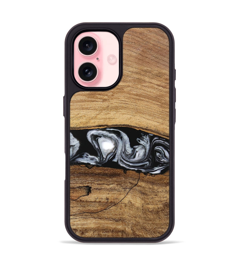 iPhone 16 Wood Phone Case - Brooks (Black & White, 746424)