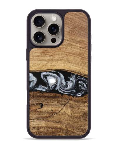 iPhone 16 Pro Max Wood Phone Case - Brooks (Black & White, 746424)