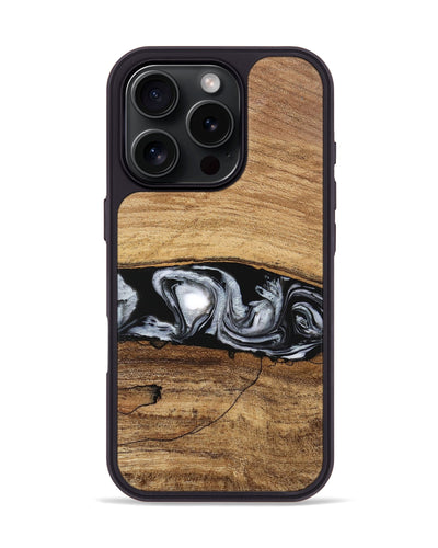 iPhone 16 Pro Wood Phone Case - Brooks (Black & White, 746424)