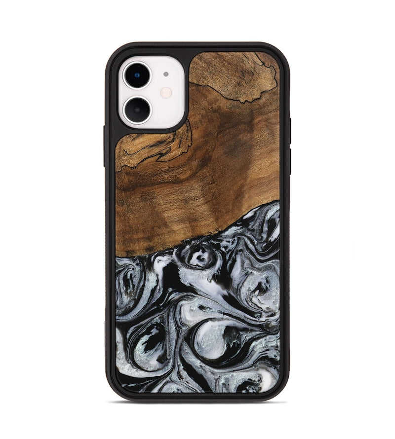 iPhone 11 Wood Phone Case - Camryn (Black & White, 746425)