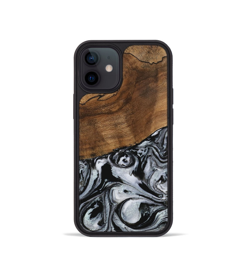 iPhone 12 mini Wood Phone Case - Camryn (Black & White, 746425)