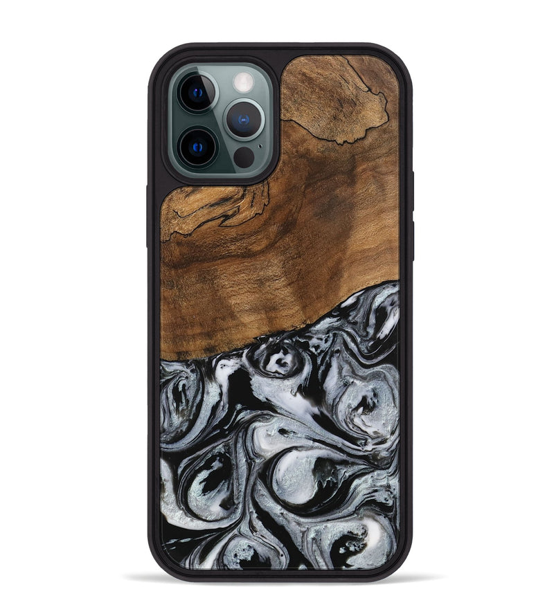 iPhone 12 Pro Max Wood Phone Case - Camryn (Black & White, 746425)