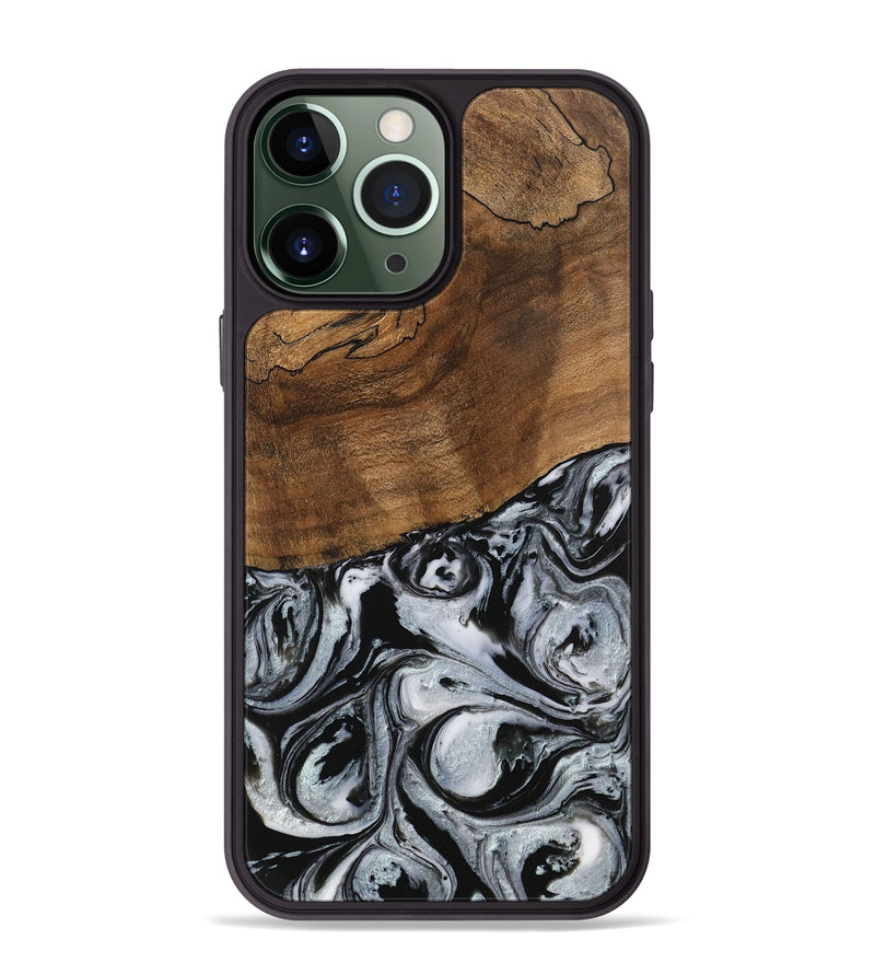 iPhone 13 Pro Max Wood Phone Case - Camryn (Black & White, 746425)