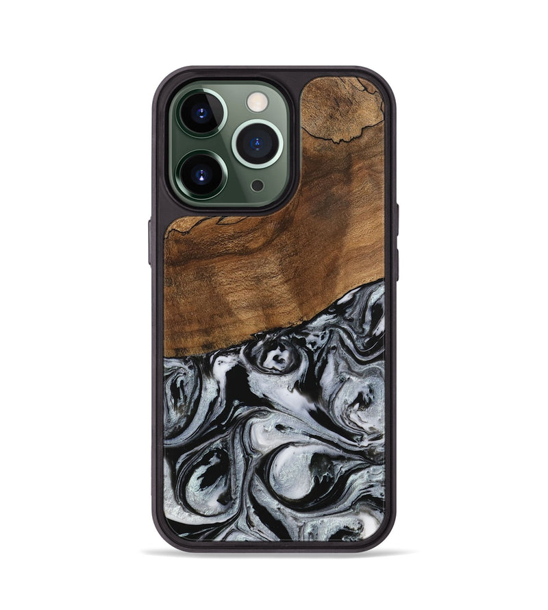 iPhone 13 Pro Wood Phone Case - Camryn (Black & White, 746425)