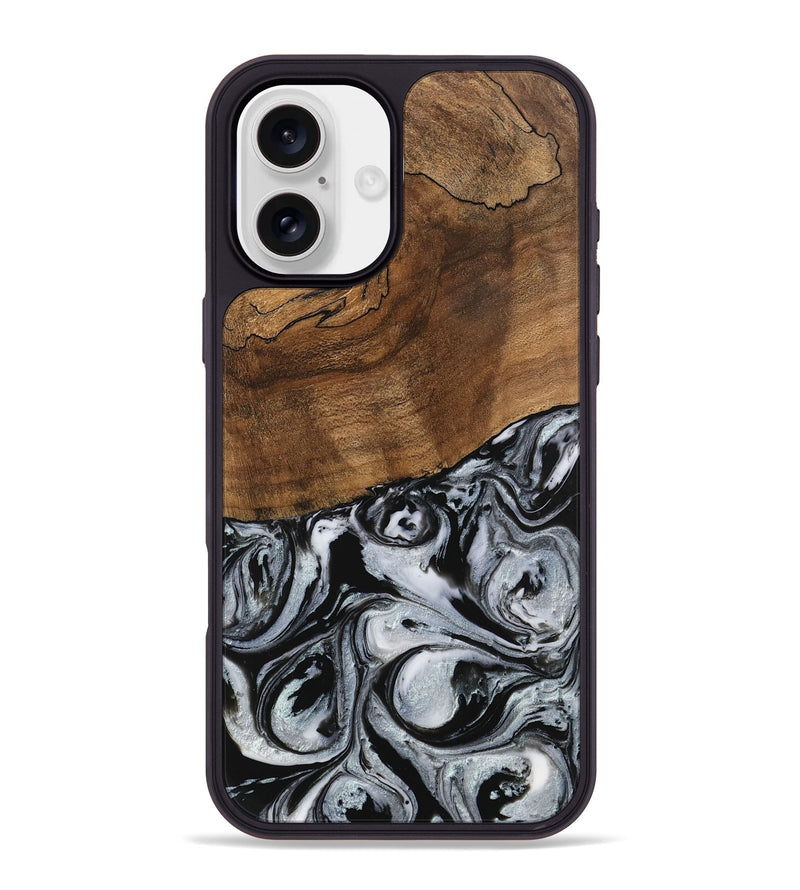 iPhone 16 Plus Wood Phone Case - Camryn (Black & White, 746425)