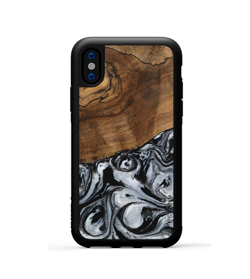 iPhone Xs Wood Phone Case - Camryn (Black & White, 746425)