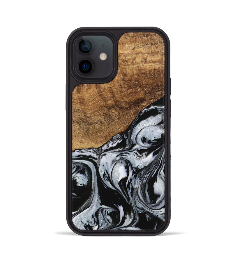 iPhone 12 Wood Phone Case - Kasen (Black & White, 746426)