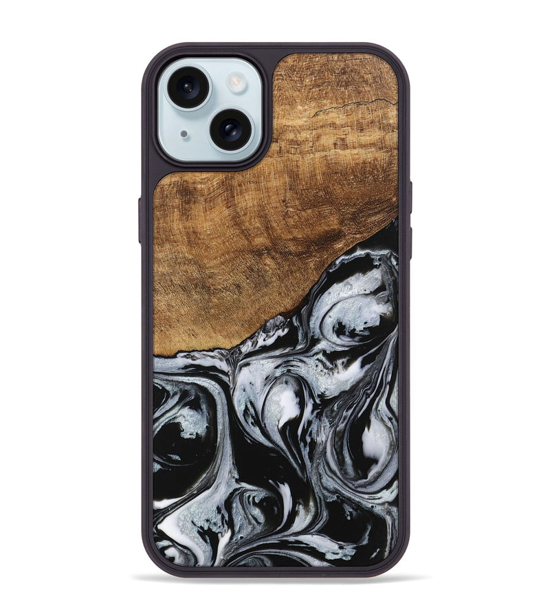 iPhone 15 Plus Wood Phone Case - Kasen (Black & White, 746426)