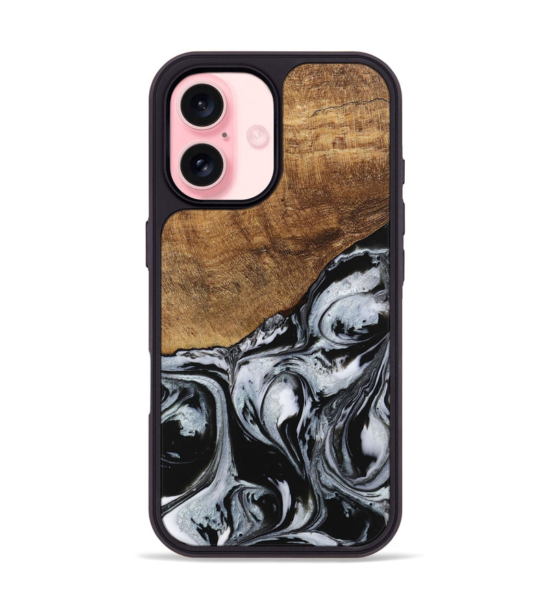 iPhone 16 Wood Phone Case - Kasen (Black & White, 746426)