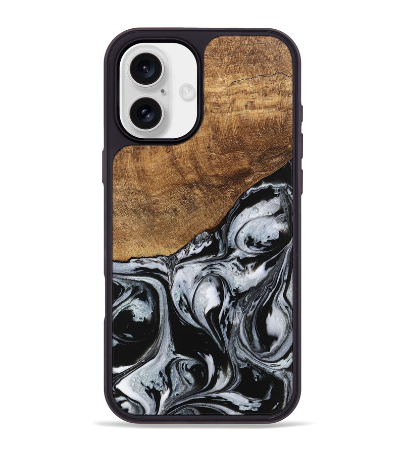 iPhone 16 Plus Wood Phone Case - Kasen (Black & White, 746426)