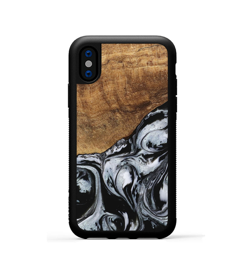 iPhone Xs Wood Phone Case - Kasen (Black & White, 746426)