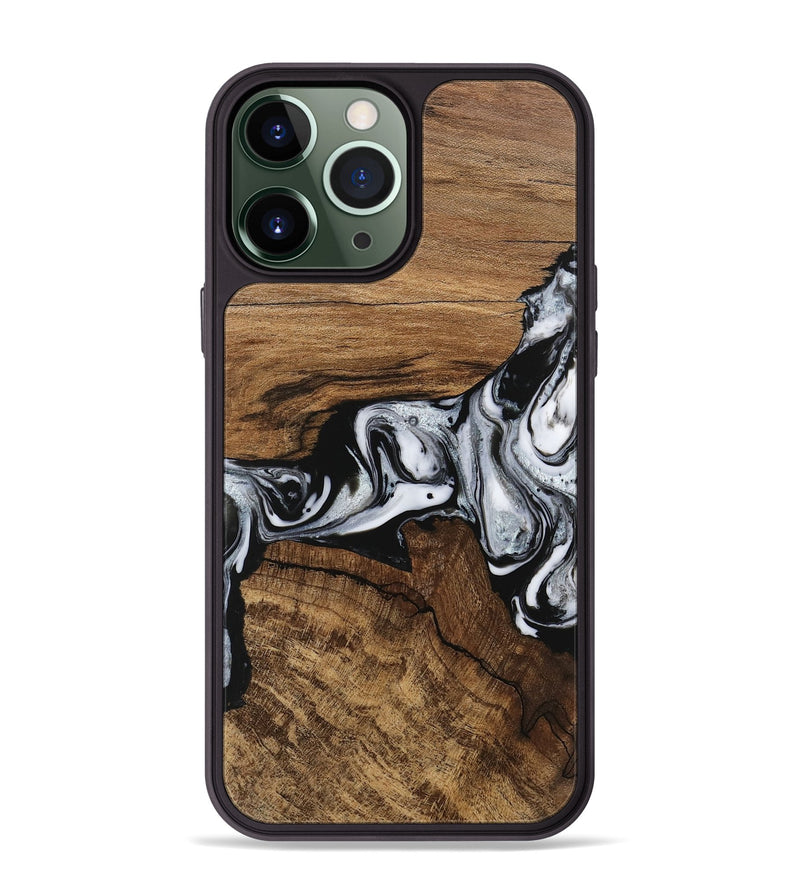 iPhone 13 Pro Max Wood Phone Case - Jaliyah (Black & White, 746427)