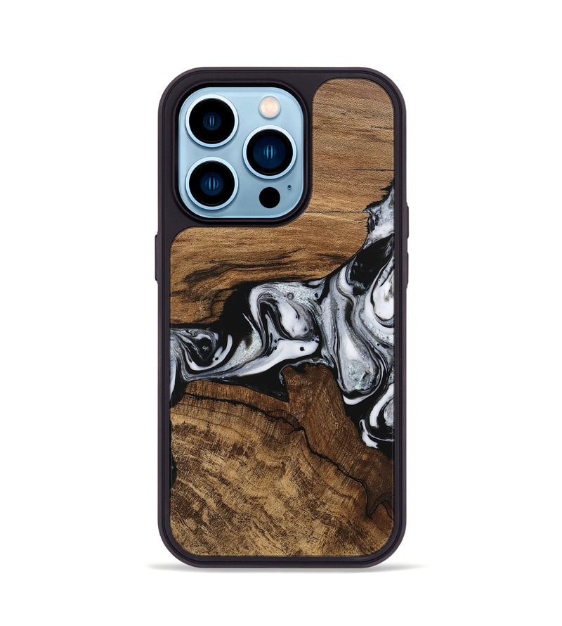 iPhone 14 Pro Wood Phone Case - Jaliyah (Black & White, 746427)