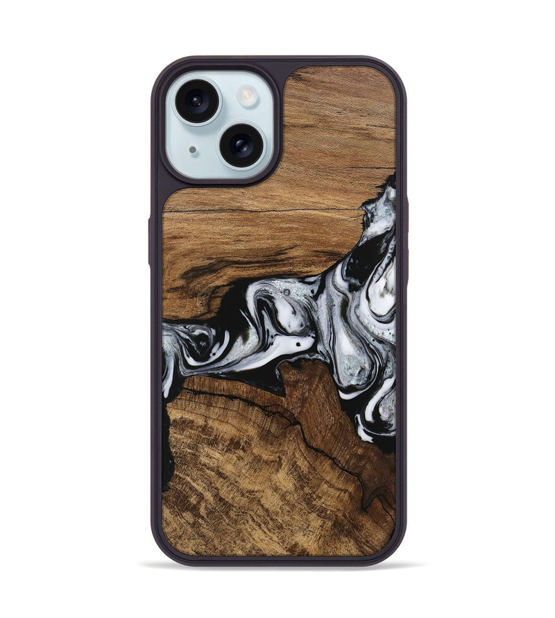 iPhone 15 Wood Phone Case - Jaliyah (Black & White, 746427)