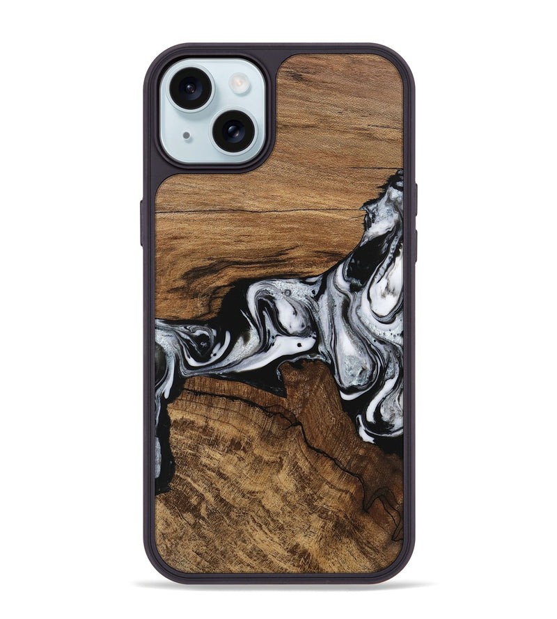 iPhone 15 Plus Wood Phone Case - Jaliyah (Black & White, 746427)