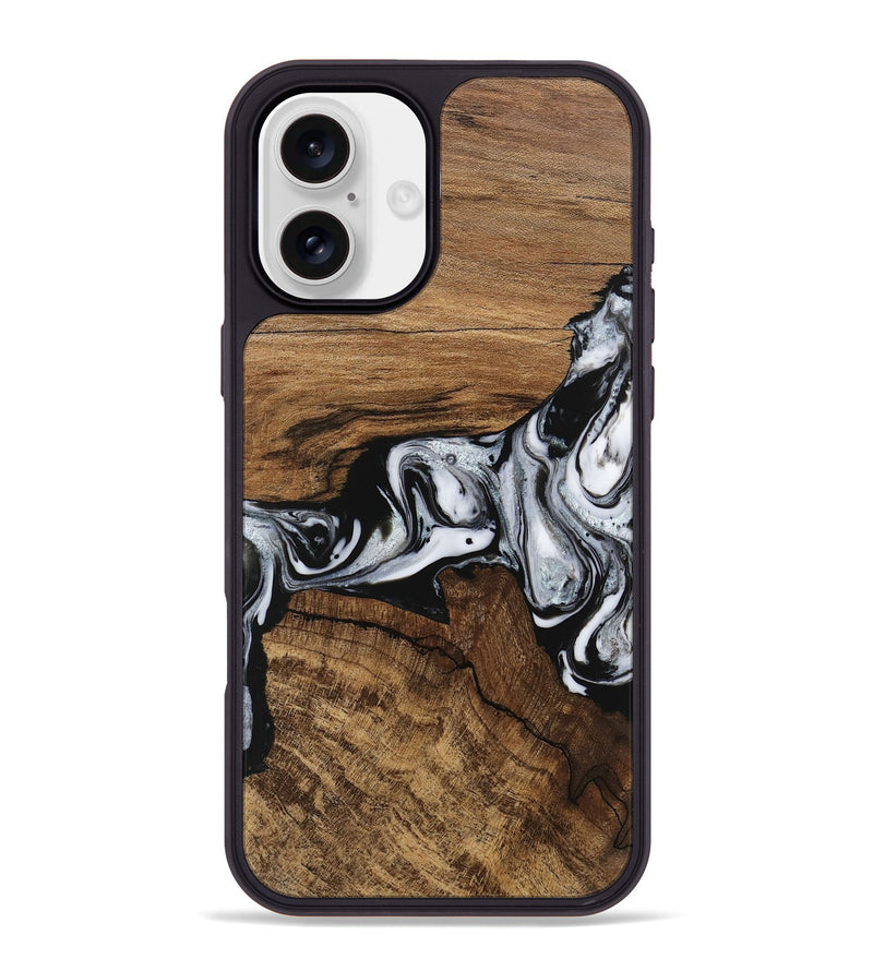 iPhone 16 Plus Wood Phone Case - Jaliyah (Black & White, 746427)