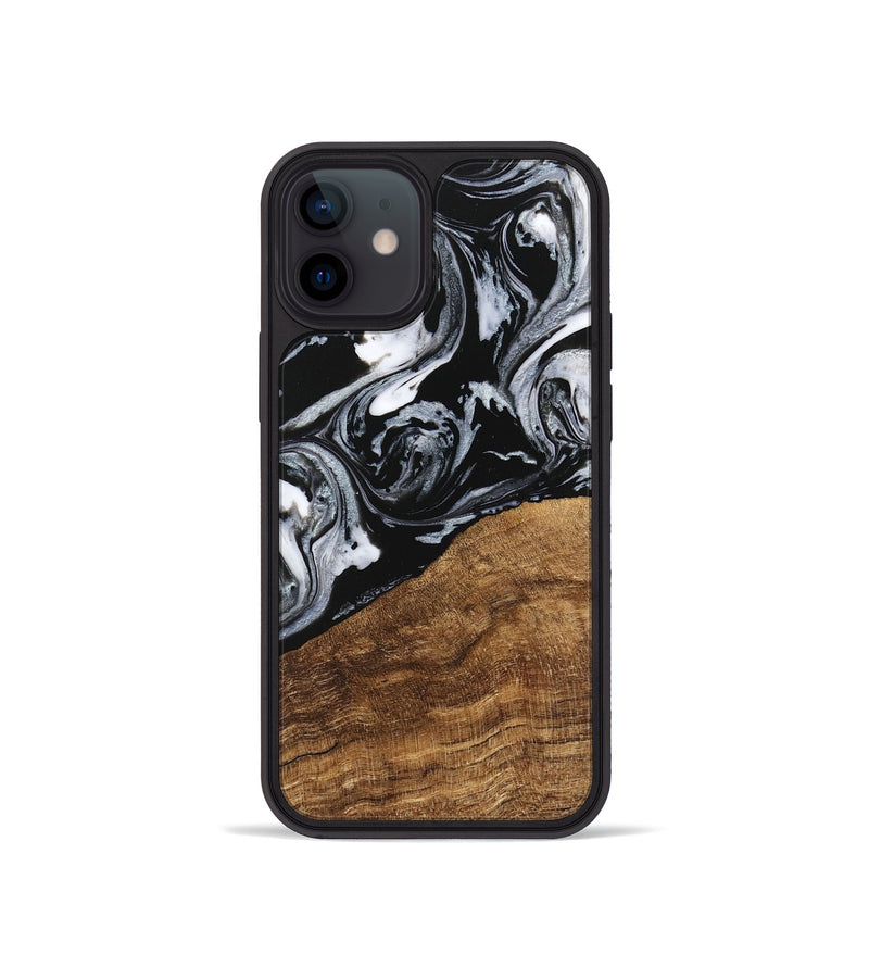 iPhone 12 mini Wood Phone Case - Damari (Black & White, 746428)