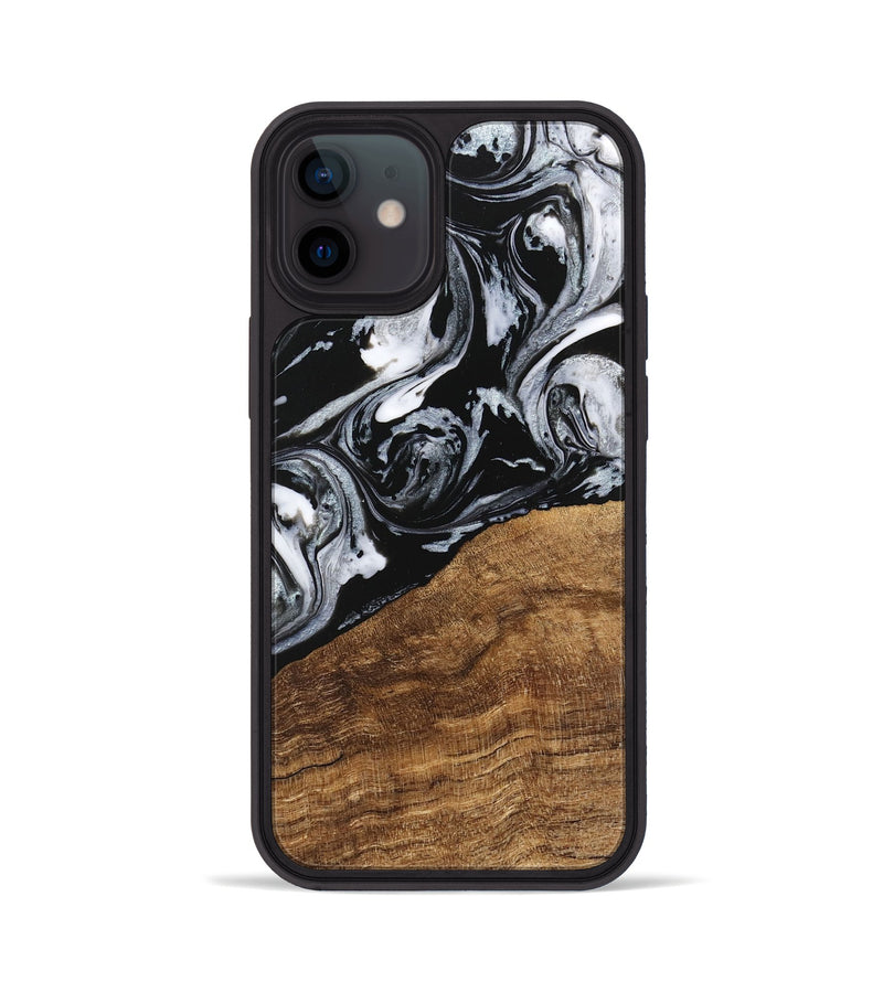 iPhone 12 Wood Phone Case - Damari (Black & White, 746428)