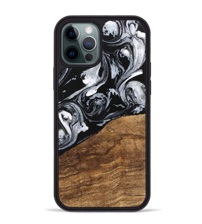 iPhone 12 Pro Max Wood Phone Case - Damari (Black & White, 746428)